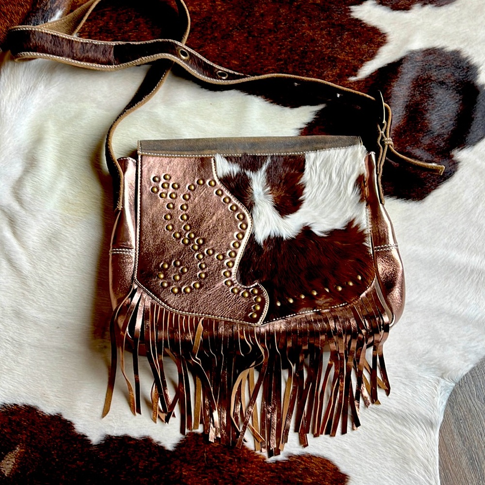 New Khangura Cowhide Fringe Purse